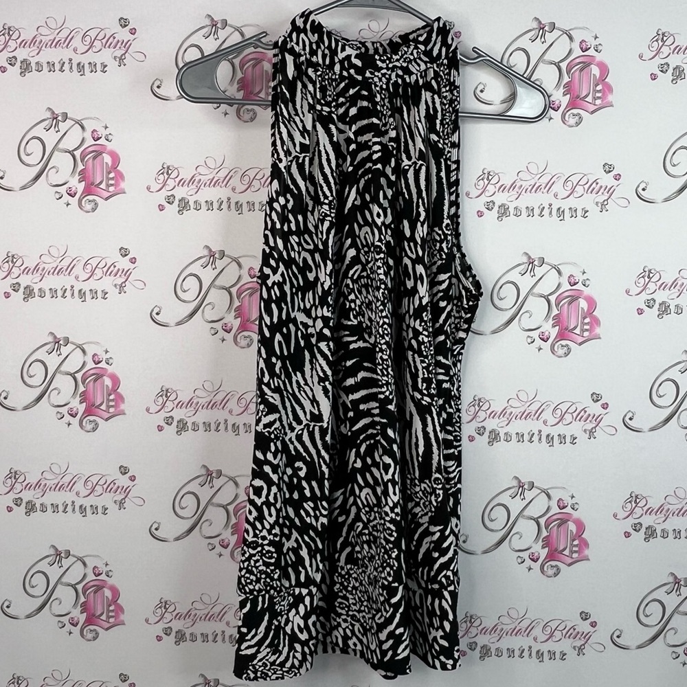 Milano tank to or mini dress cheetah leopard print Black and White Animal Print